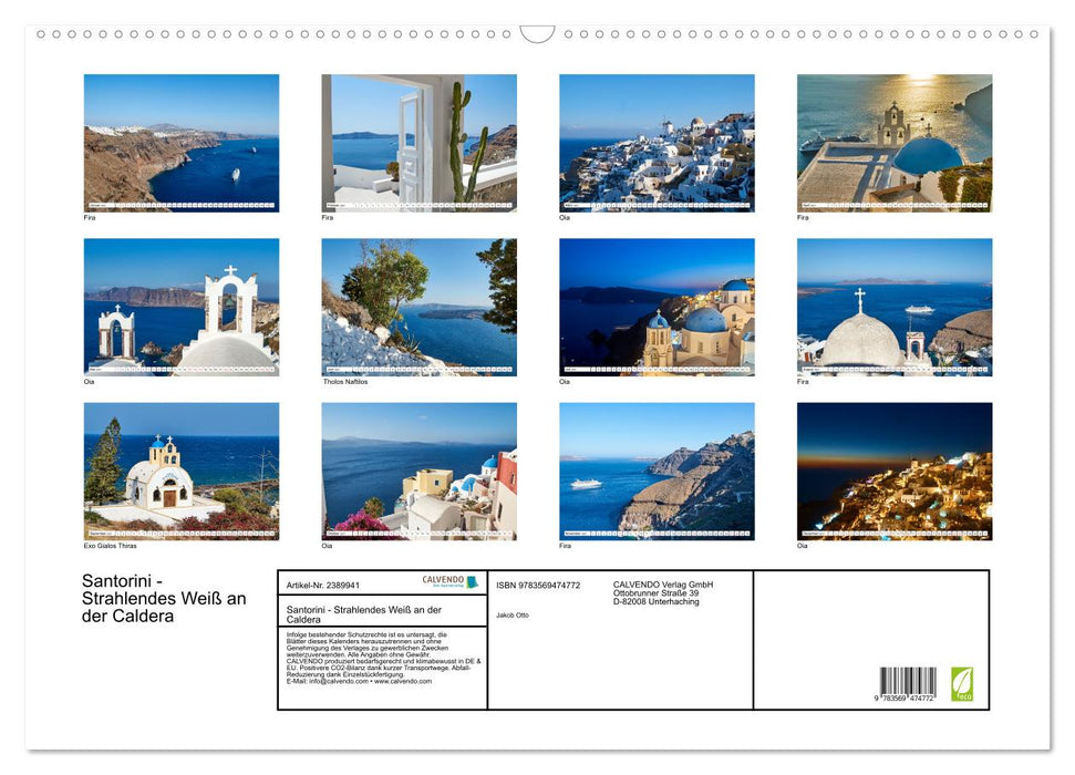 Santorini - Strahlendes Weiß an der Caldera (CALVENDO Wandkalender 2027)