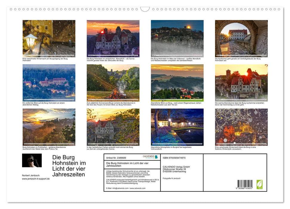 Die Burg Hohnstein im Licht der vier Jahreszeiten (CALVENDO Wandkalender 2027)