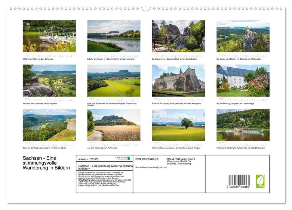 Sachsen - Eine stimmungsvolle Wanderung in Bildern (CALVENDO Premium Wandkalender 2027)
