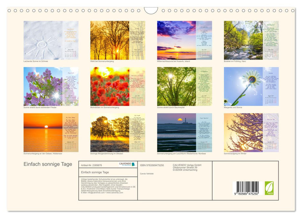 Einfach sonnige Tage (CALVENDO Wandkalender 2027)