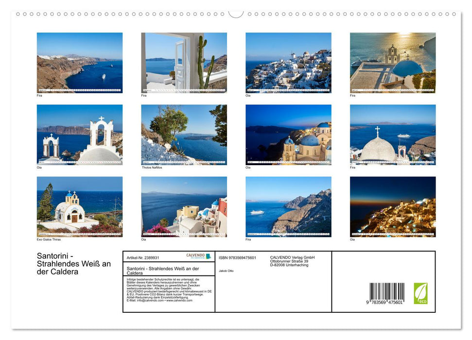 Santorini - Strahlendes Weiß an der Caldera (CALVENDO Premium Wandkalender 2027)
