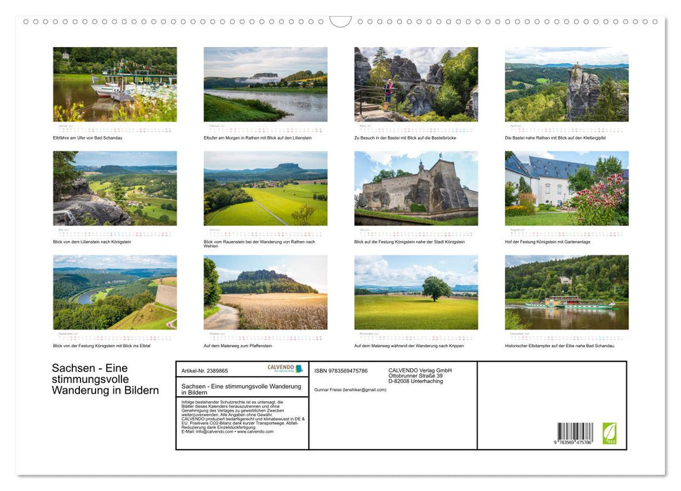 Sachsen - Eine stimmungsvolle Wanderung in Bildern (CALVENDO Wandkalender 2027)