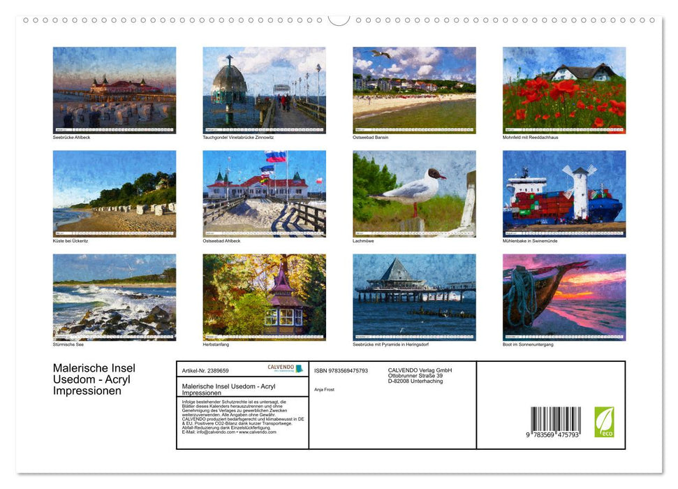 Malerische Insel Usedom - Acryl Impressionen (CALVENDO Premium Wandkalender 2027)