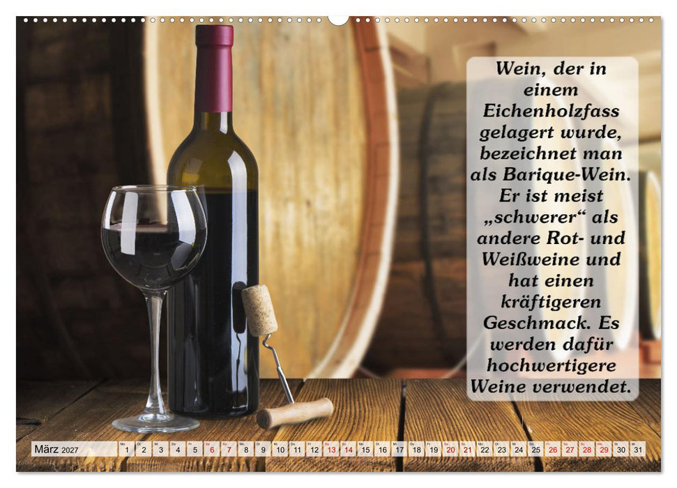 Wissenswertes über Wein (CALVENDO Wandkalender 2027)