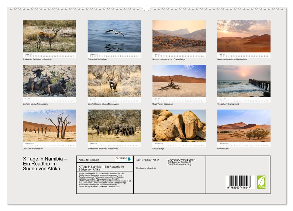 X Tage in Namibia – Ein Roadtrip im Süden von Afrika (CALVENDO Wandkalender 2027)