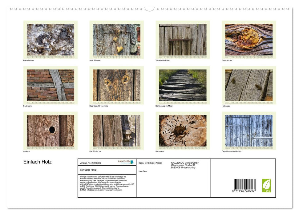 Einfach Holz (CALVENDO Wandkalender 2027)