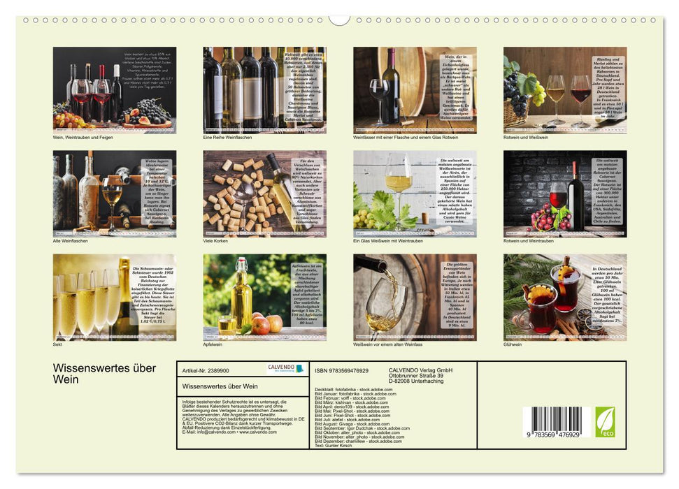Wissenswertes über Wein (CALVENDO Premium Wandkalender 2027)