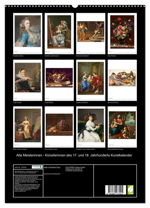 Alte Meisterinnen - Künstlerinnen des 17. und 18. Jahrhunderts Kunstkalender (CALVENDO Premium Wandkalender 2027)