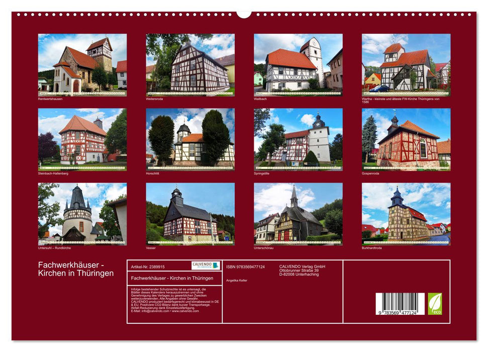 Fachwerkhäuser - Kirchen in Thüringen (CALVENDO Premium Wandkalender 2027)