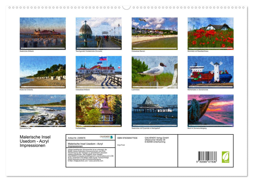 Malerische Insel Usedom - Acryl Impressionen (CALVENDO Wandkalender 2027)