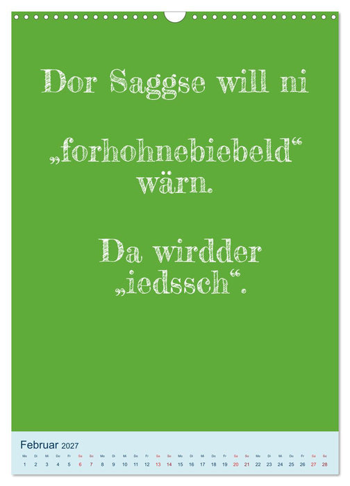 Humorvoller Mundartkalender Sachsen (CALVENDO Wandkalender 2027)