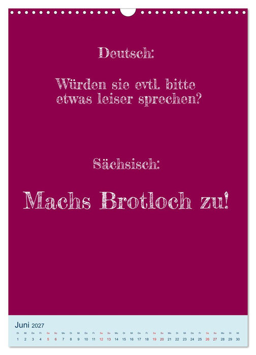 Humorvoller Mundartkalender Sachsen (CALVENDO Wandkalender 2027)