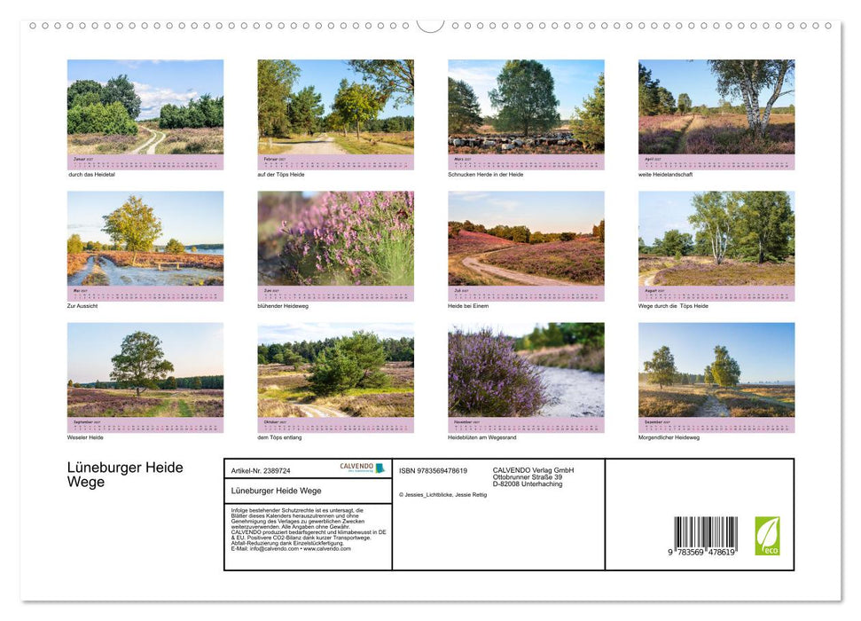 Lüneburger Heide Wege (CALVENDO Premium Wandkalender 2027)