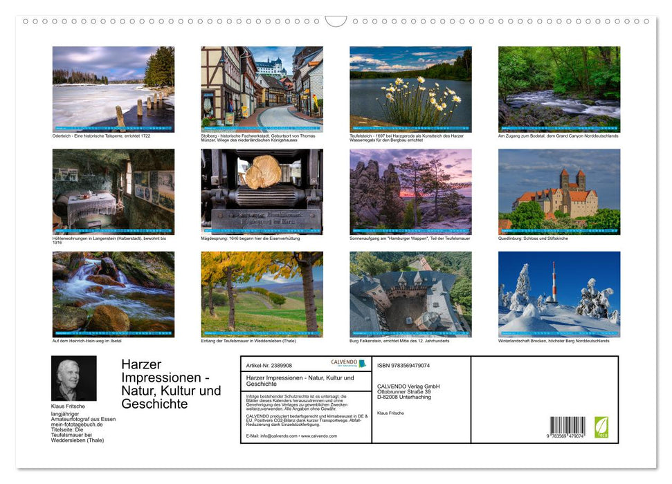 Harzer Impressionen - Natur, Kultur und Geschichte (CALVENDO Wandkalender 2027)