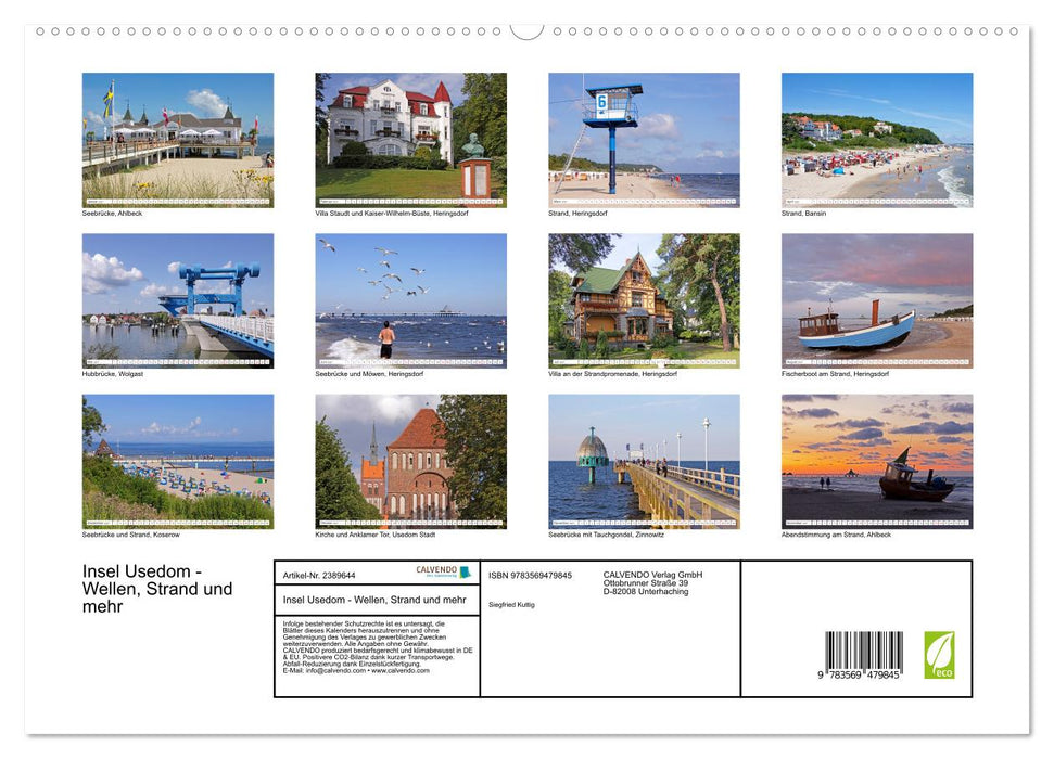 Insel Usedom - Wellen, Strand und mehr (CALVENDO Wandkalender 2027)