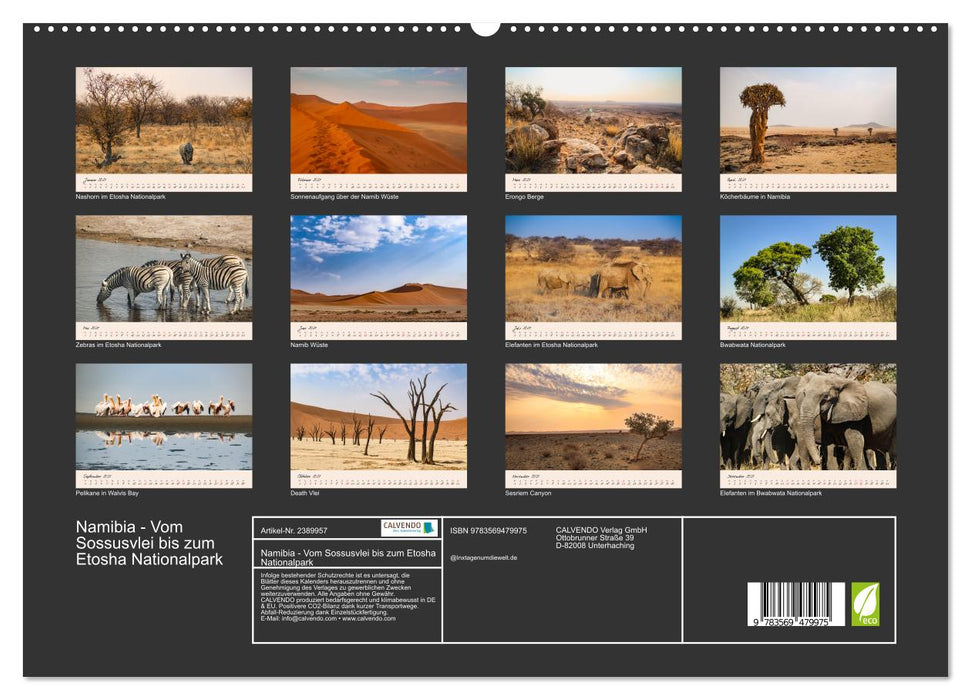 Namibia - Vom Sossusvlei bis zum Etosha Nationalpark (CALVENDO Wandkalender 2027)