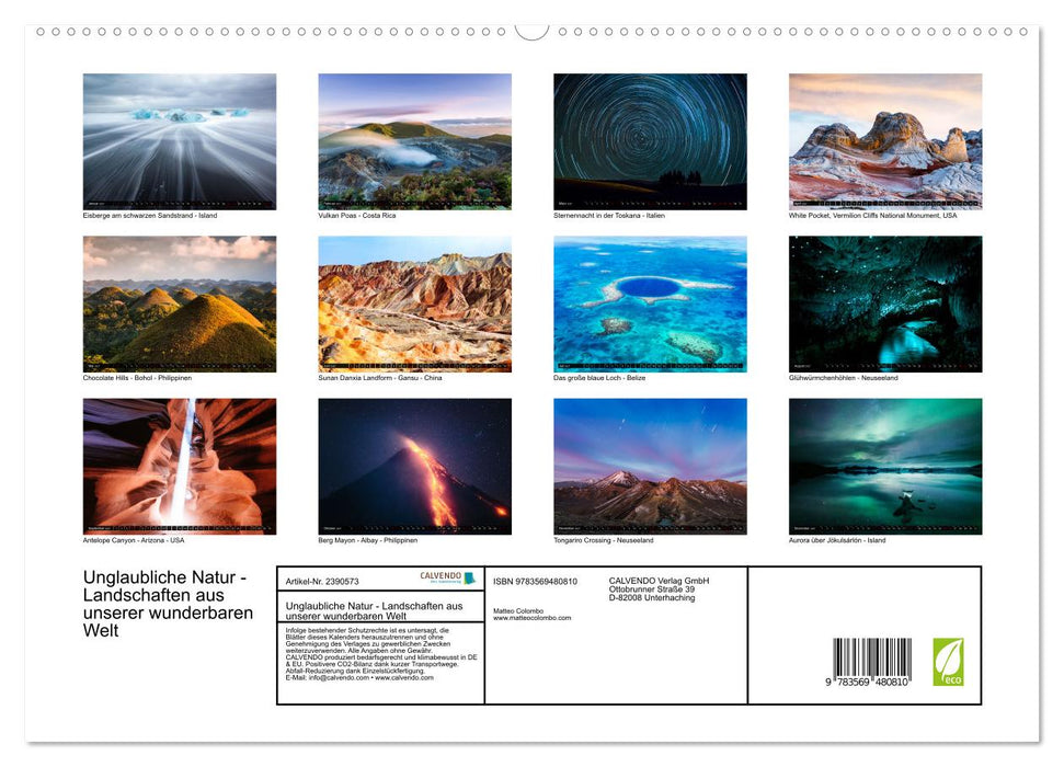 Unglaubliche Natur - Landschaften aus unserer wunderbaren Welt (CALVENDO Premium Wandkalender 2027)