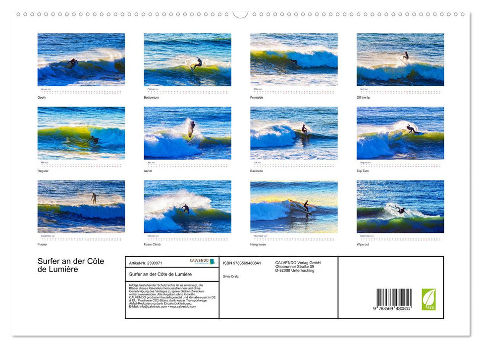 Surfer an der Côte de Lumière (CALVENDO Premium Wandkalender 2027)
