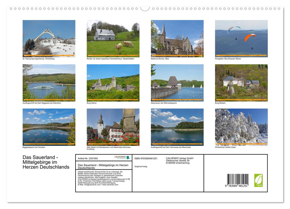 Das Sauerland - Mittelgebirge im Herzen Deutschlands (CALVENDO Wandkalender 2027)