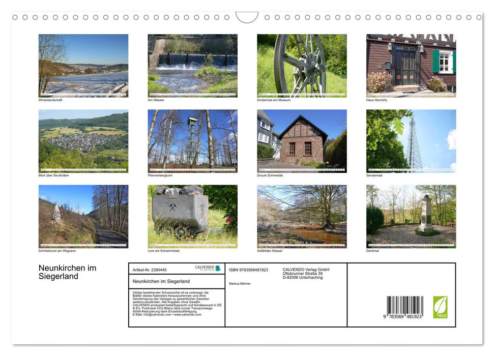 Neunkirchen im Siegerland (CALVENDO Wandkalender 2027)