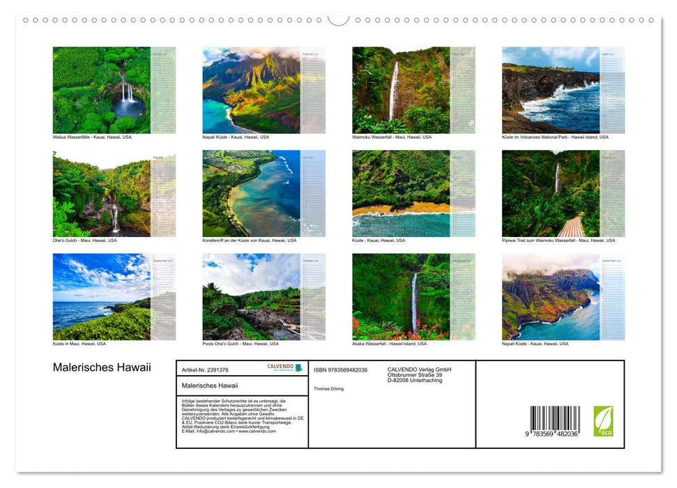 Malerisches Hawaii (CALVENDO Premium Wandkalender 2027)