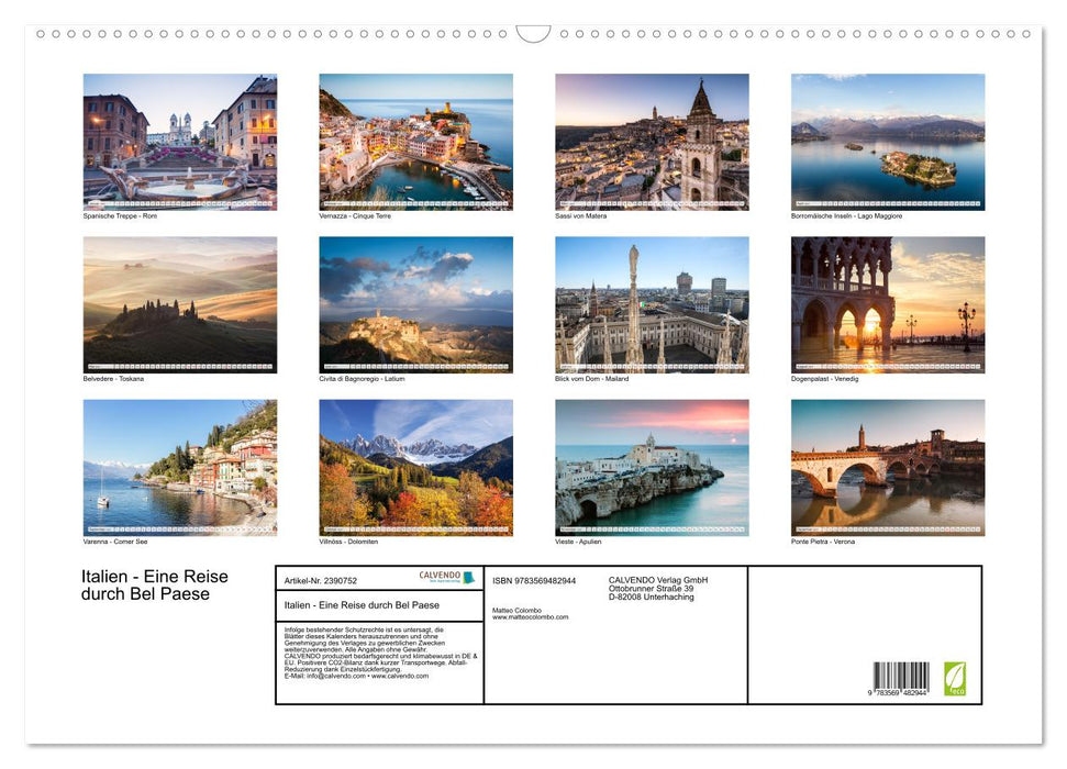 Italien - Eine Reise durch Bel Paese (CALVENDO Wandkalender 2027)