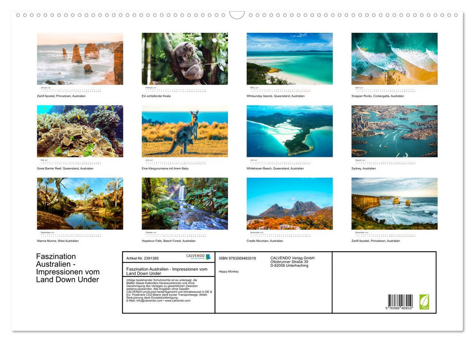 Faszination Australien - Impressionen vom Land Down Under (CALVENDO Wandkalender 2027)