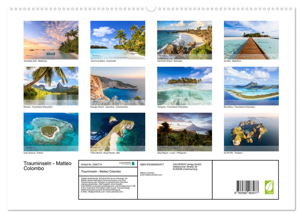 Trauminseln - Matteo Colombo (CALVENDO Premium Wandkalender 2027)