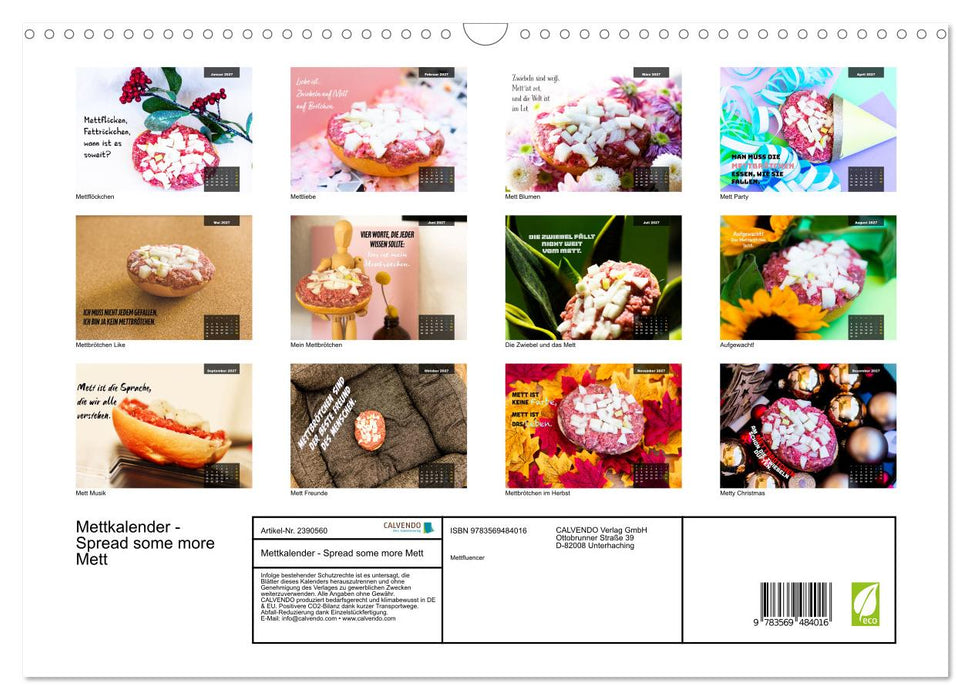Mettkalender - Spread some more Mett (CALVENDO Wandkalender 2027)
