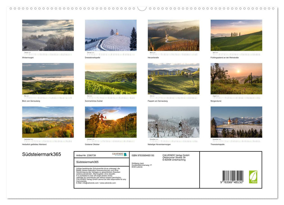 Südsteiermark365 (CALVENDO Premium Wandkalender 2027)