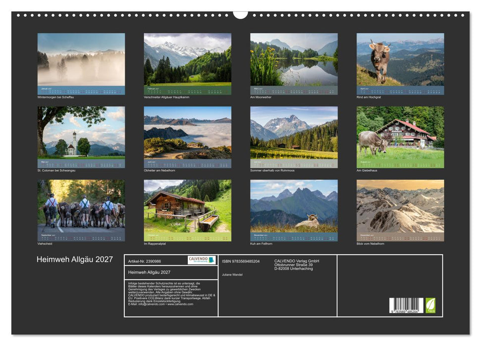 Heimweh Allgäu 2027 (CALVENDO Wandkalender 2027)