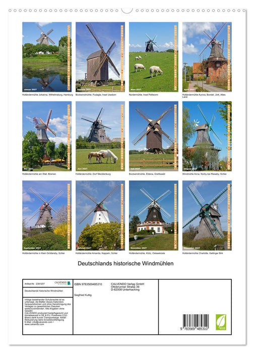 Deutschlands historische Windmühlen (CALVENDO Wandkalender 2027)