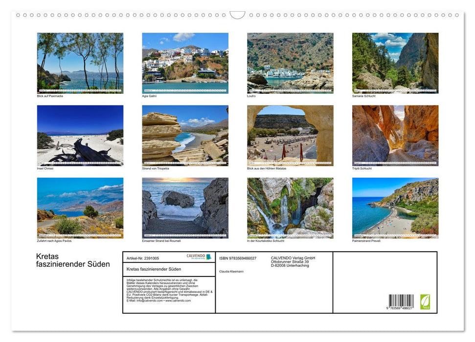 Kretas faszinierender Süden (CALVENDO Wandkalender 2027)