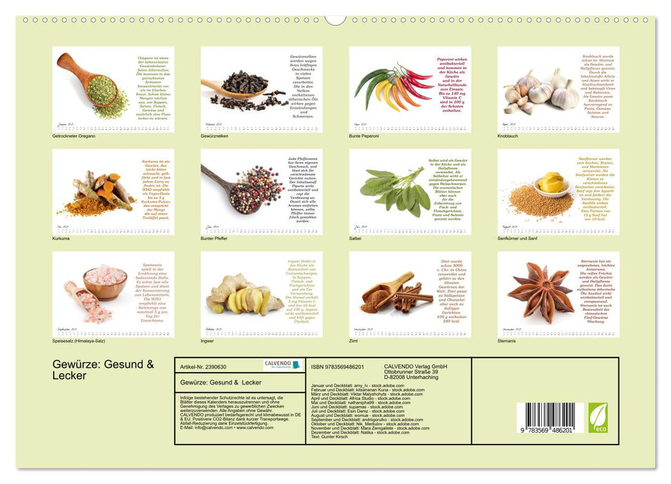 Gewürze: Gesund & Lecker (CALVENDO Wandkalender 2027)
