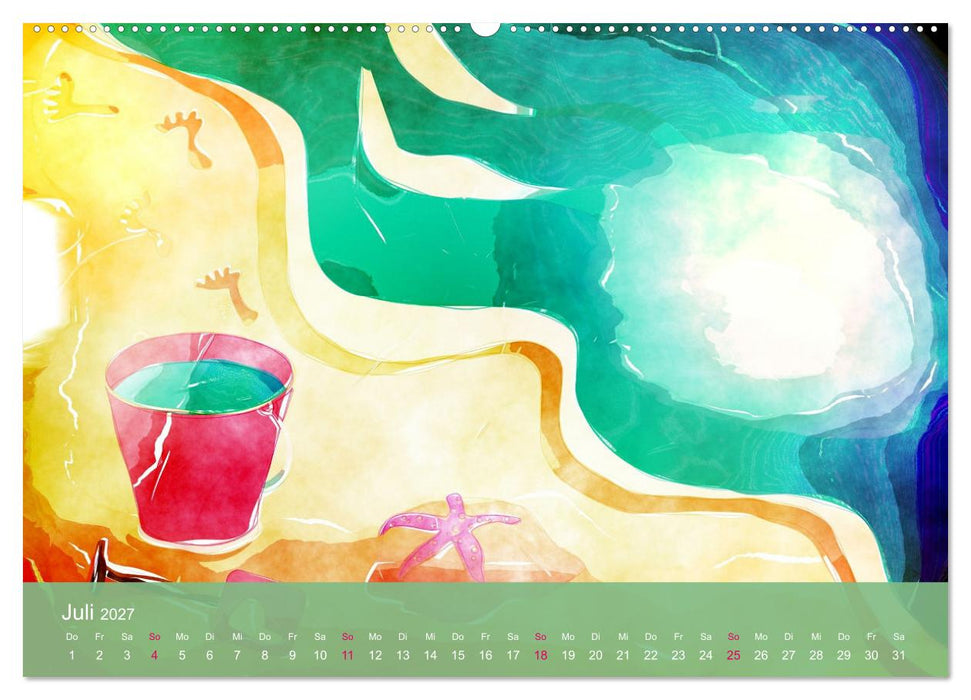 Glückliche Kindheit. Duftiger Aquarell Kinderkalender (CALVENDO Premium Wandkalender 2027)