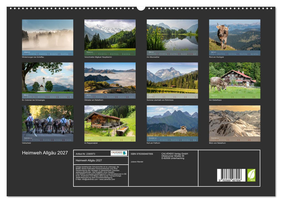 Heimweh Allgäu 2027 (CALVENDO Premium Wandkalender 2027)