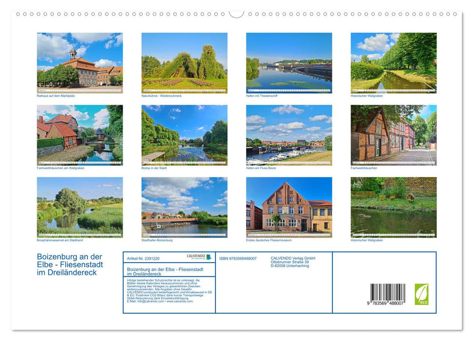 Boizenburg an der Elbe - Fliesenstadt im Dreiländereck (CALVENDO Wandkalender 2027)
