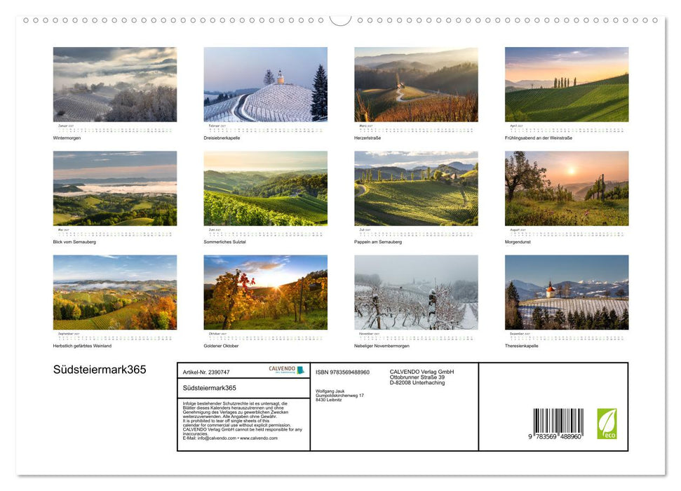 Südsteiermark365 (CALVENDO Wandkalender 2027)