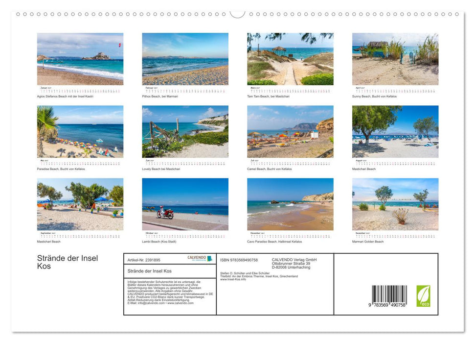 Strände der Insel Kos (CALVENDO Premium Wandkalender 2027)