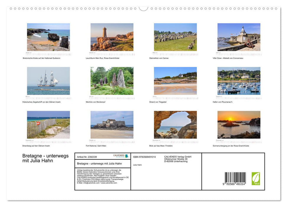 Bretagne - unterwegs mit Julia Hahn (CALVENDO Premium Wandkalender 2027)