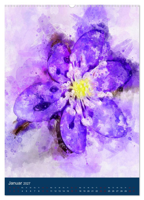 Wilde Blumen - Illustrierter Blütenzauber der Pflanzenwelt (CALVENDO Premium Wandkalender 2027)