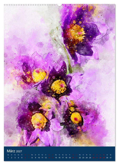 Wilde Blumen - Illustrierter Blütenzauber der Pflanzenwelt (CALVENDO Premium Wandkalender 2027)