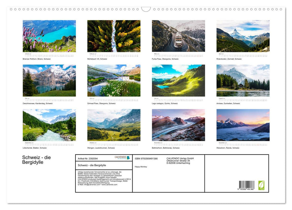 Schweiz - die Bergidylle (CALVENDO Wandkalender 2027)