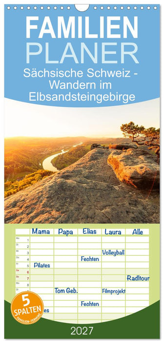 Sächsische Schweiz - Wandern im Elbsandsteingebirge (CALVENDO Familienplaner 2027)
