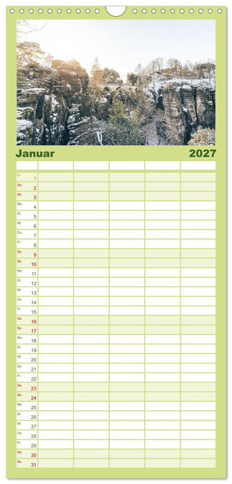 Sächsische Schweiz - Wandern im Elbsandsteingebirge (CALVENDO Familienplaner 2027)