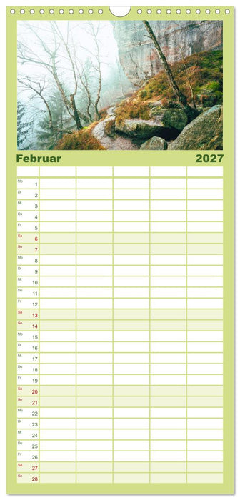 Sächsische Schweiz - Wandern im Elbsandsteingebirge (CALVENDO Familienplaner 2027)