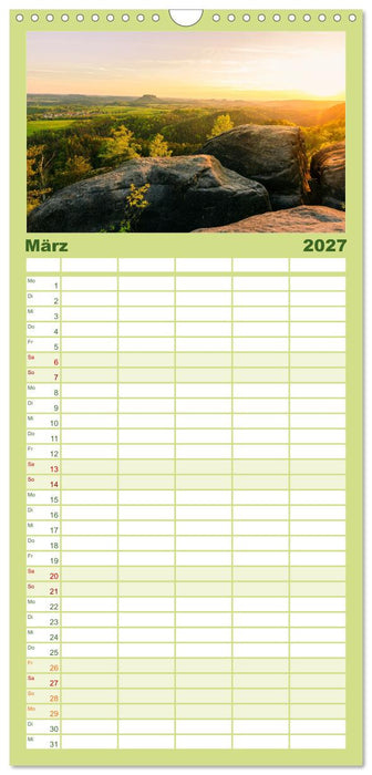 Sächsische Schweiz - Wandern im Elbsandsteingebirge (CALVENDO Familienplaner 2027)