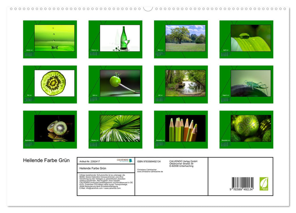 Heilende Farbe Grün (CALVENDO Wandkalender 2027)