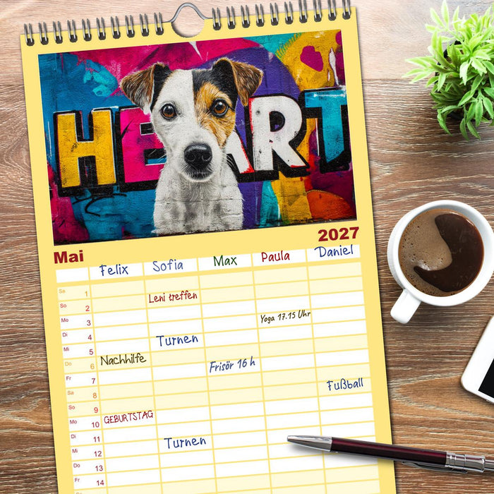 Hunde in Farbe - Dogs on the Wall (CALVENDO Familienplaner 2027)