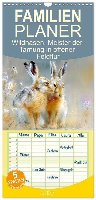 Wildhasen. Meister der Tarnung in offener Feldflur (CALVENDO Familienplaner 2027)